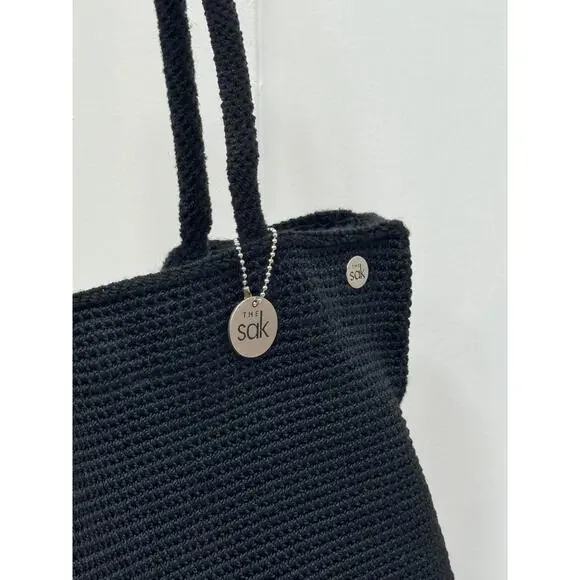 The Sak Black Crochet Shoulder Tote Bag - Picture 2 of 8